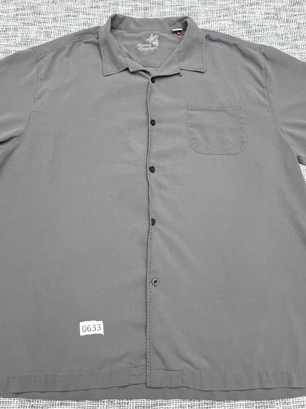 Tommy Bahama Gray Short-Sleeve Camp Collar Button-Down Shirt